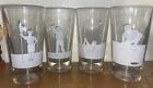 Vintage Clear Pint Glass with Frosted Golfer Large Tumblers set of 4