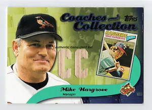 Topps Coaches Collection 2002 Mike Hargrove Orioles gioco usato mazza BV$40 - Foto 1 di 1