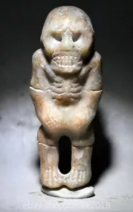 3.2" Old Chinese Hongshan Culture Jade Carved Skeleton People Amulet Pendant - Picture 1 of 4