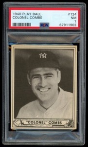 1940 Play Ball #124 Earle 'Colonel' Combs PSA NM 7 NEW YORK YANKEES HOF HIGH END