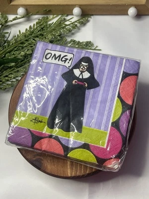 Design Design “OMG!” Nun Funny Beverage Napkins – 20 Ct – Party Humor - Image 1 of 2