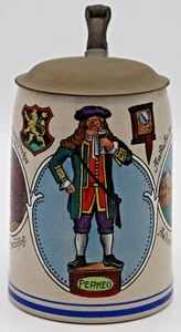 Zwerg Perkeo, Heidelberg & Spruch 1/2L deutscher Bierkrug antik von unbekannt - Bild 1 von 5