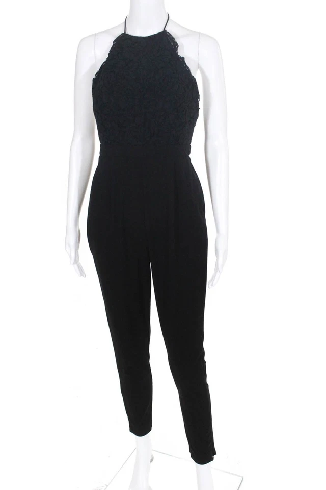 Mono Fame and Partners Shona Encaje Halter Pierna Ajustada Negro Azul Talla 4 10851363 Foto 1 de 4