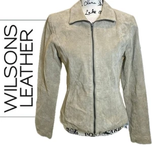 GIACCA MOTO WILSONS PELLE TG XS BEIGE SCAMOSCIATA COLLETTO FULL ZIP VERSATILE BIKER  - Foto 1 di 21