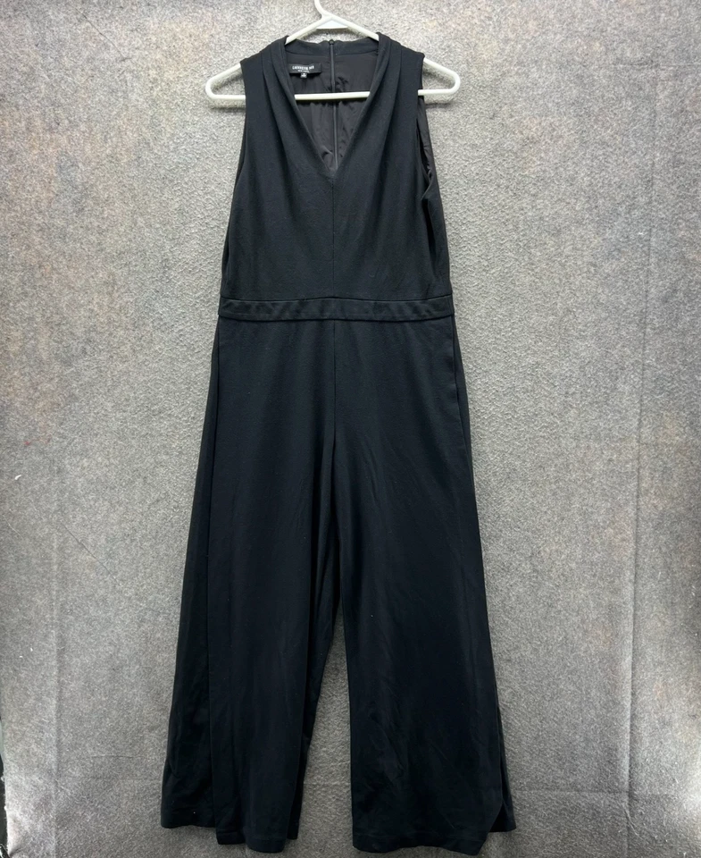 Mono Lafayette 148 New York para mujer mediano negro sin mangas cuello en V pierna ancha Foto 1 de 4