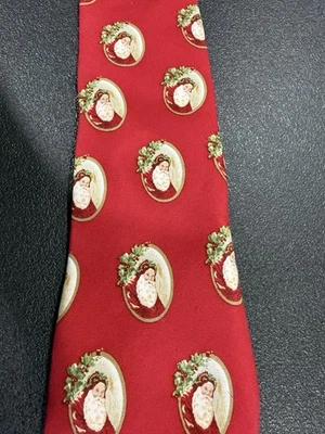 56英寸John Henry 100%丝绸圣诞领带复古圣诞老人假日美国制造红色 — 第 1/4 张图片
