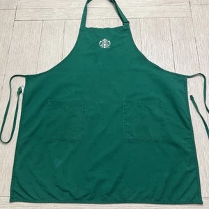 Starbucks Green Employee Uniform Apron - Tie Back Adjustable Neck Strap Pockets - Picture 1 of 6
