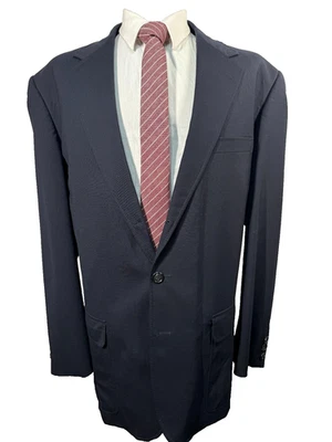 EDDIE BAUER Mens Navy Blue Big & Tall Wool Classic Sport Coat Blazer Jacket 48L - Image 1 of 4