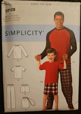 Simplicity 9128 Men's & Boys Pajamas Loungewear Tops Pants Shorts  S-XL  S-L UC - Image 1 of 4