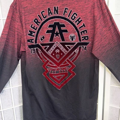 American Fighter Premium Athletic Red Black Fight MMA Street Long Sleeve Shirt L - Image 1 of 4