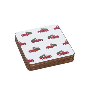 Red Trucks Hardboard Coaster 4" x 4" - Picture 1 of 2