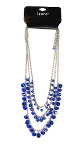 Neu Izaro Kobaltblau Silber Ton Lagenlook Multi-Strang Halskette Statement 22" - Bild 1 von 24