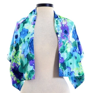 Bufanda de seda rectangular larga St John Knits, envolvente iris púrpura multi nueva con etiquetas $249 - Imagen 1 de 6