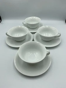 Pottery Barn PB White Japan Porcelain Coffee Cup and Saucer Set. Set of 4. - Picture 1 of 4