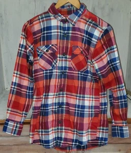 Camisa de vestir a cuadros roja camel azul rojo blanco manga larga grande 14-16 niños *W25 - Imagen 1 de 6