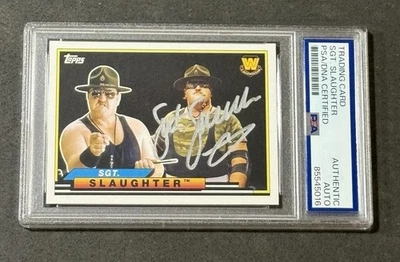 SGT. SLAUGHTER 2018 TOPPS HERITAGE WWE SIGNED AUTOGRAPHED CARD PSA/DNA CERTIFIED - Image 1 of 2