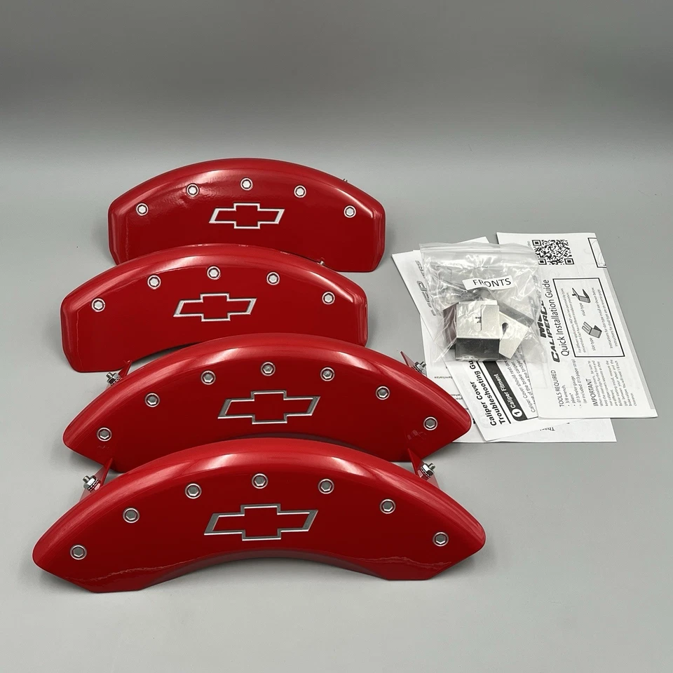 MGP Brake Caliper Covers 2014-18 Chevrolet Silverado 1500 Red Silver 14005SBOWRD - Image 1 of 4
