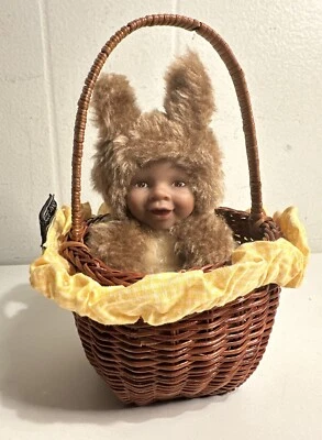 Anne Geddes Baby Squirrel Doll in Basket African American - Image 1 of 4
