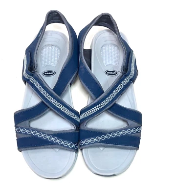 Sandalias Dr. Scholl's Azul Cuero y Tela Correa Panamá, Cojín Gel, Mujer 9.5 Foto 1 de 4