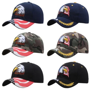 Gorras de béisbol para hombre con bandera de EE. UU. bordadas águila unisex ajustables sombreros de sol americano - Imagen 1 de 16