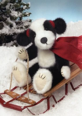 Cute CHRISTMAS Card, Plush Dog Toy Sleigh Sled by The Boyds Collection 2010  +✉ - Image 1 of 4