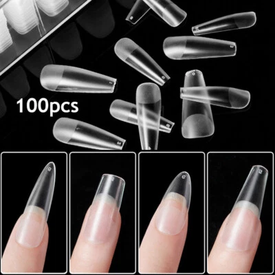 100PC French Acrylic False Nail Tip Stiletto Almond Coffin Natural Clear UV Gel✔ - Image 1 of 4
