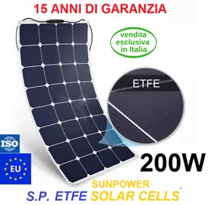 Pannelli solari flessibili Sunpower ETFE 200W barca camper casa 1195x675x3mm - Bild 1 von 9