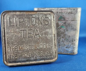 Fioriera da tè Lipton Ceylon latta argento scatola e coperchio in rilievo anni '30 - Foto 1 di 6