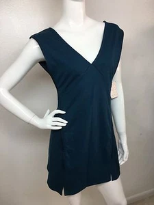 Free People Women's Cotton Size S Oslo V-Neck Ponte Mini Dress Twilight Blue NWT - Picture 1 of 9