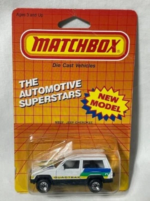 1986 Matchbox MB 27 Jeep Cherokee Quadtrak, #B, White, 1/64, NIB - Image 1 of 3