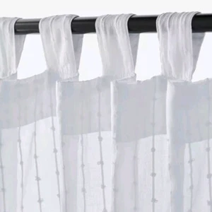 Weiße transparente lange Fenstergardinen IKEA 1x Paar Schlaff oben 100% Baumwolle - 140x300cm - Bild 1 von 6