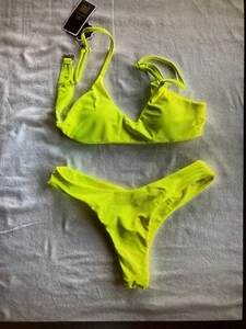 SherryDC Swimsuit Bikini 2-Piece Lime Green Brazilian Thong, Small, Padded - Picture 1 of 7