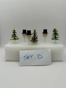 Albero di Natale vintage (3) e pupazzi di neve (3) cupcake picks - Foto 1 di 13