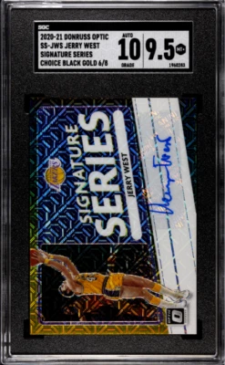 杰里·韦斯特 2020 - 21 OPTIC 签名系列亲笔签名黑色黄金精选 SGC 9.5/10 /8 — 第 1/2 张图片