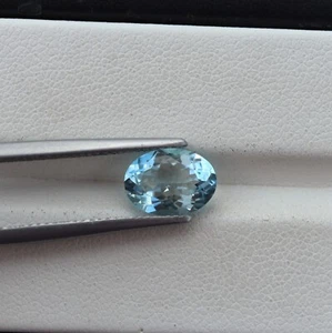 1.74 Carat Eye Clean Natural Blue Aquamarine Oval Cut Gemstone 9.7x7.1x4.5 MM - Picture 1 of 9