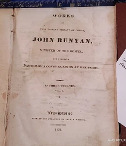 Hardcover "The Works of John Bunyan" 1831 Vol. 1 of 3 see CONDITION ! - Picture 1 of 18