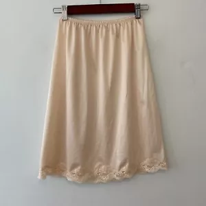 Medio Slip Vintage Hanes Her Way Mujer Pequeño Beige Encaje Ribete - Imagen 1 de 5