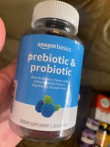 Amazon Basics Prebiotic & Probiotic. 50 Gummies. Blue Raspberry Flavor Exp 11/26 - Picture 1 of 3