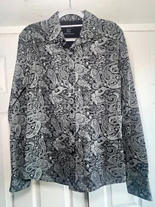 Guess Shirts Men's Slim Fit Coupe Serree Black/Grey Unique Patterned Long Sleeve - Picture 1 of 4