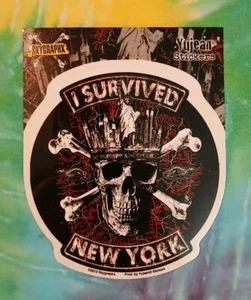 I Survived New York Aufkleber Sticker Biker Punk Rock 4,1/4" x 4,1/4" Totenkopf - Bild 1 von 3
