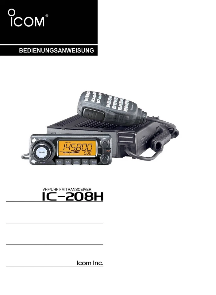 ICOM IC-208H, Bedienungsanleitung deutsch, neu - Bild 1 von 1