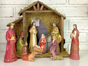 Ceramic Bisque Christmas Nativity Set 12 Pieces - Foto 1 di 14