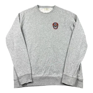 SUSPICIOUS Antwerp Skull Patch Sweatshirt Crewneck Gray Men's Medium - Picture 1 of 8