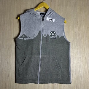 LRG Hooded Vest Gray Sleeveless Zip Up Mens Large Full Zip Up - Picture 1 of 9