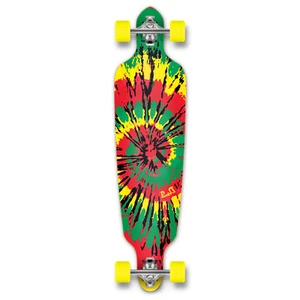 Yocaher Punked Drop Through Tiedye Rasta Longboard Complete - Picture 1 of 8