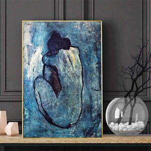 Home Hanging Decor Print Paper Canvas Wall Art Blue Nude by Pablo Picasso Poster