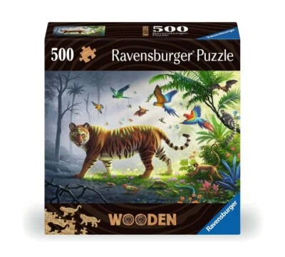 Jungle Tiger 500 Piece Wood Jigsaw Puzzle Ravensburger New - Image 1 of 4