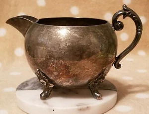 Beautiful Vintage Silver on Copper Creamer Bowl with Ornate Legs - Picture 1 of 5