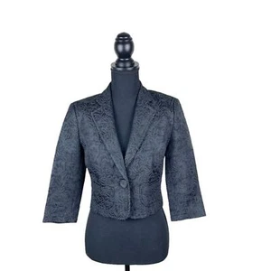 Club Monaco Blazer Jacke 3/4 Arm schwarz mit Blumenmuster Gr. 4 - Bild 1 von 10