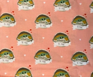 Star Wars Mandalorian Fabric Baby Yoda Grogu Be Mine Fabric ***1 1/2 YARD*** - Picture 1 of 3